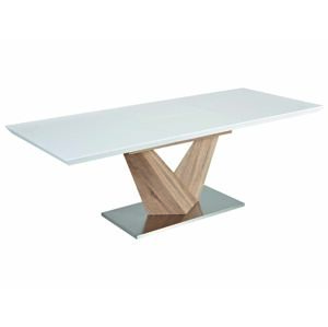 ALARIS jedálenský rozkladací stôl 160, dub sonoma/biely lesk