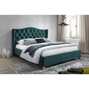ASPENA VELVET čalúnená posteľ 160, zelený zamat