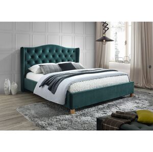 ASPENA VELVET manželská posteľ 140x200cm, zelená,dub