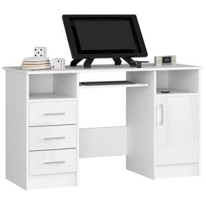 Moderný písací stôl ANNA124, biely/biely lesk
