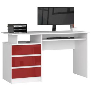 Moderný písací stôl PEPA135, biely / červený lesk