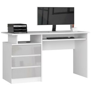 Moderný písací stôl PEPA135, biely / šedý lesk