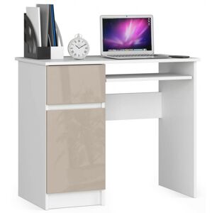 Dizajnový písací stôl PIXEL90L, biela / cappuccino lesk