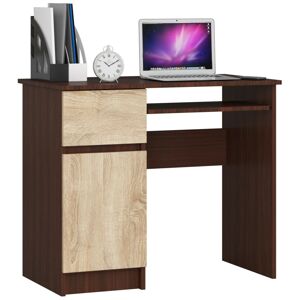 Dizajnový písací stôl PIXEL90L, wenge/biely