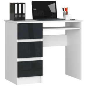 Dizajnový písací stôl JIŘÍ90L, biely / grafitový lesk