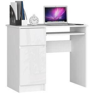 Dizajnový písací stôl PIXEL90L, biely / biely lesk