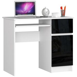 Dizajnový písací stôl PIXEL90P, biely / čierny lesk