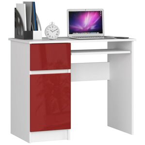 Dizajnový písací stôl PIXEL90L, biely / červený lesk