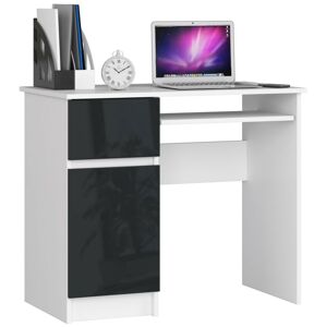 Dizajnový písací stôl PIXEL90L, biely / grafit lesk