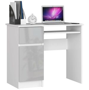 Dizajnový písací stôl PIXEL90L, biely / metalický lesk