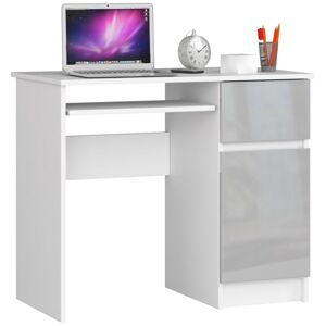 Dizajnový písací stôl PIXEL90P, biely / metalický lesk