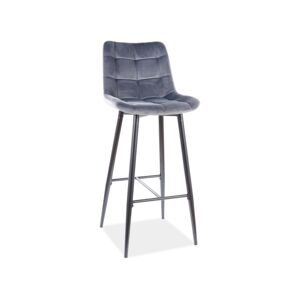 KIK VELVET barová stolička, šedý bluvel 14/čierna