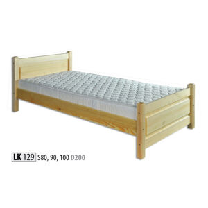LK129 posteľ - jednolôžko 90, prírodná borovica