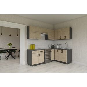 HORIZON R3 moderná kuchyňa 230 x 170, dub prímorský / grafit