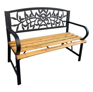 REBELO záhradná lavička, čierny kov / prírodné drevo
