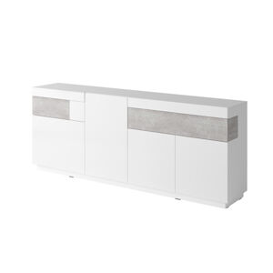 SELINKA 25 kombinovaná komoda 4d2s, biely lesk/colorado beton