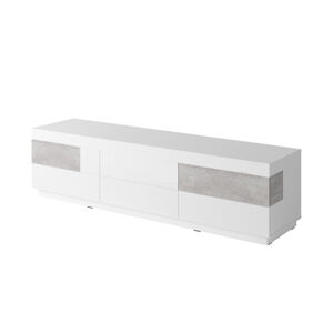 SELINKA 40 TV stolík 6 šuplíkový, biely lesk/colorado beton