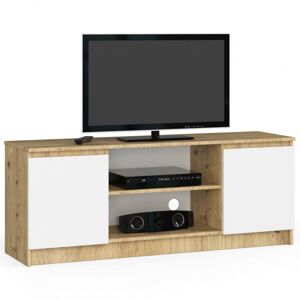 Dizajnový TV stolík ROMANA140, dub Artisan / biely