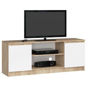 Dizajnový TV stolík ROMANA140, dub Sonoma / biely
