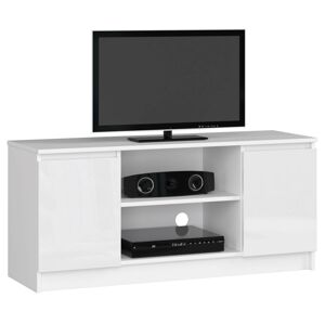 Moderný TV stolík ROMANA120, biely/biely lesk