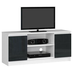Moderný TV stolík ROMANA120, biely / grafitový lesk