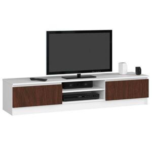 Dizajnový TV stolík ROMANA160, biely / wenge