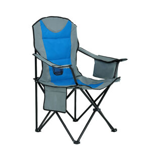 Kempingová stolička FYNTO s držiakom na pohár a chladiacou nádobou, modrá